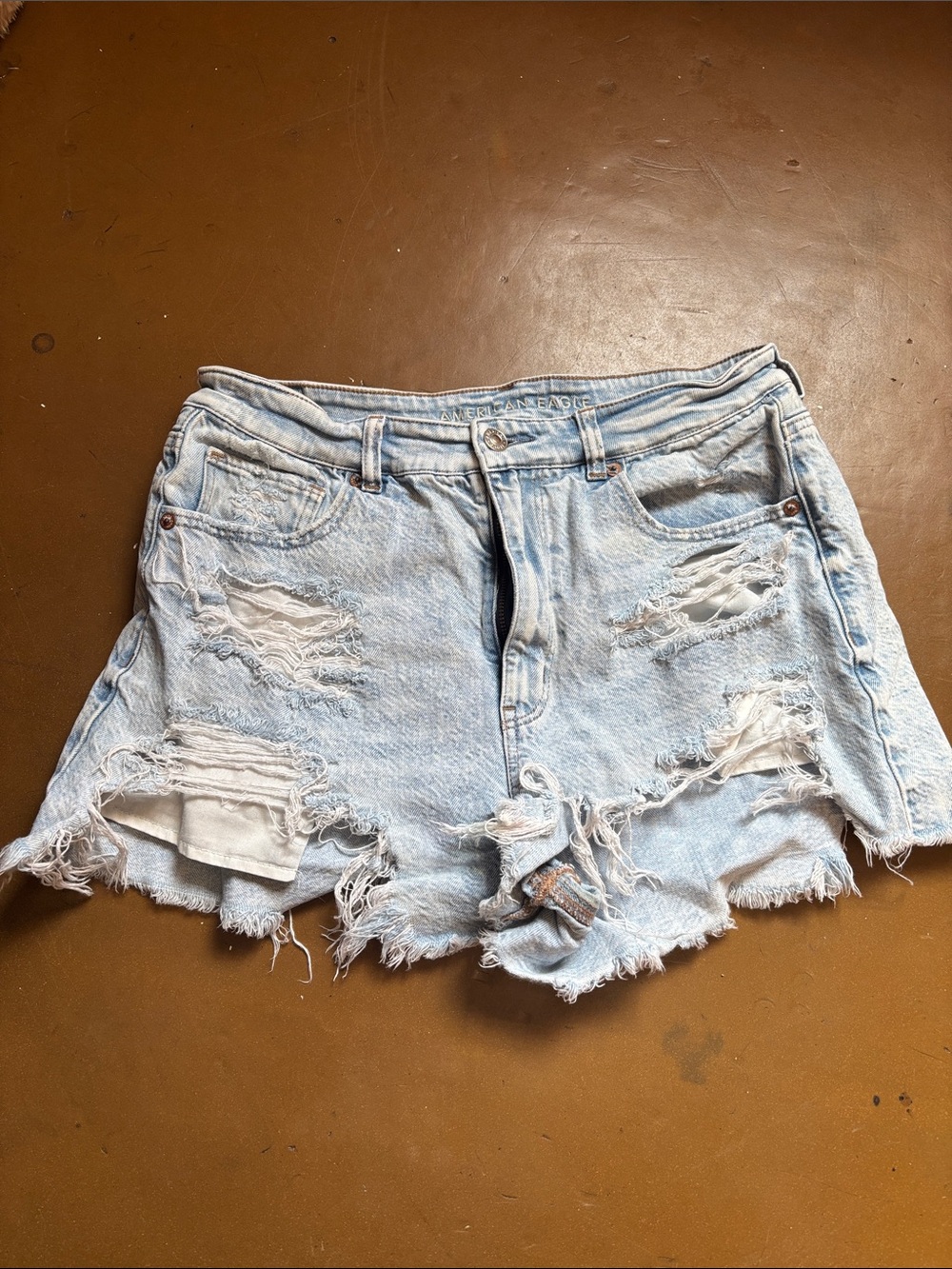 American Eagle Outfitters Light Wash Ripped Denim Cutoff Shorts